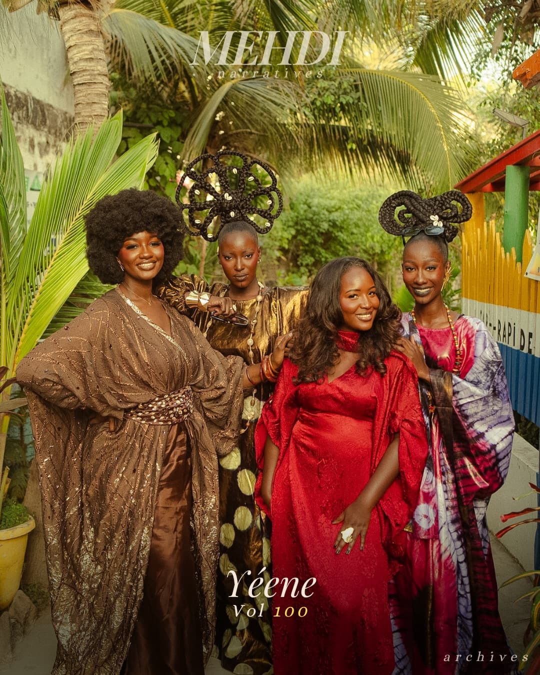 Quatre femmes en tenues d'apparat colorées, élégance franco-africaine — Mehdi Narratives